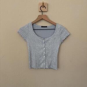 Brandy Melville Blue Floral Zelly Crop Top